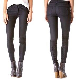rag & bone Black Skinny Jeans size 26 Shoreditch Devi Lace Up
